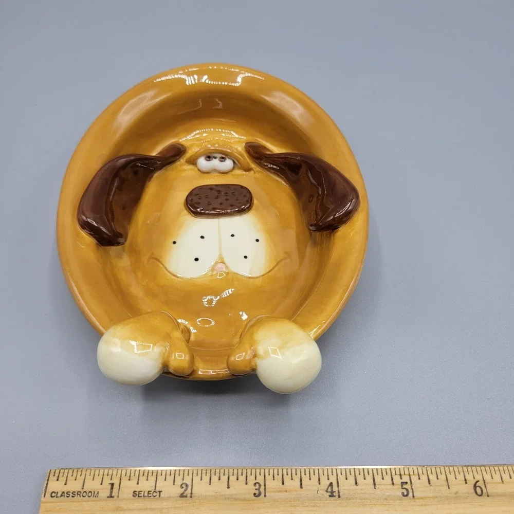 Douglas Dog 3D Trinket Dish Soap Dish Russ Berrie Design Brown Floppy Ears